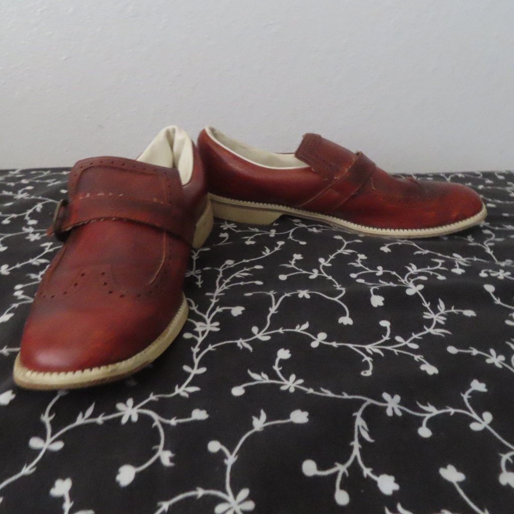 Vintage Rare Brunswick Mens Leather Bowling Shoes Brown Buckle 9 Made In Japan